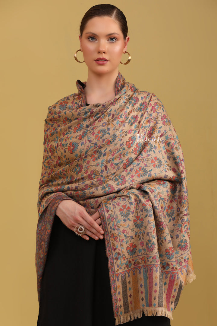 Pashtush Womens Faux Pashmina Shawl, Woven Design, Multicolour