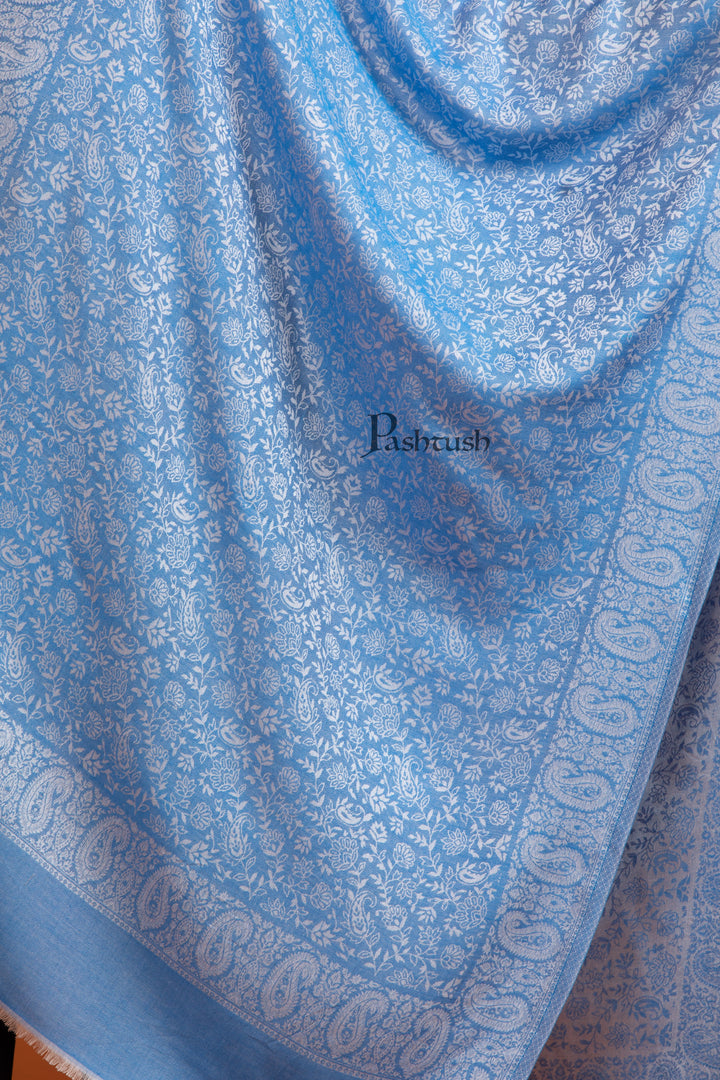 Pashtush Womens Bamboo Stole, Pasiley Weave Design, Arabic Sea Blue