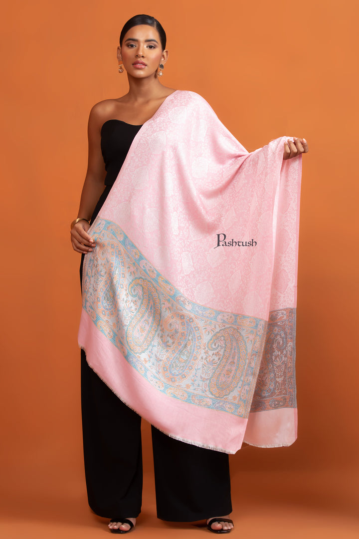 Pashtush Womens Bamboo Stole, Pasiley Palla, Morning Rose