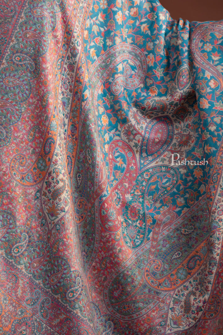 Pashtush Womens Faux Pashmina Shawl, Ethnic Paisley Weave Design, Multicolour