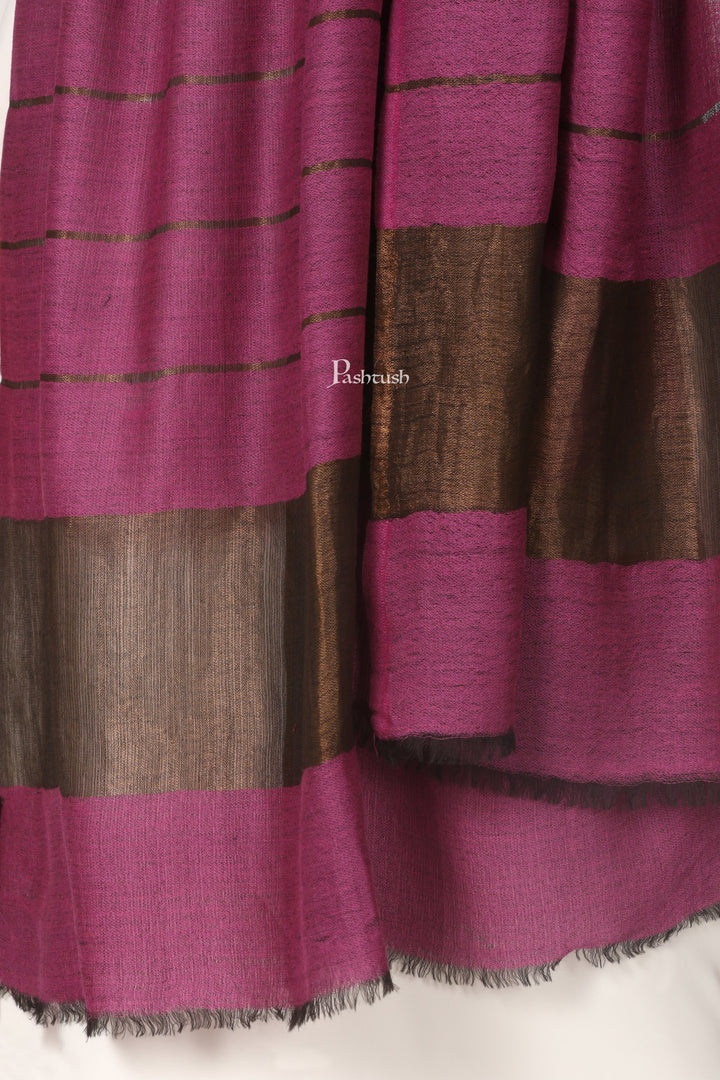 Pashtush Womens Twilight Collection Stole, With Striped Weave, Soft and Warm, Silk Wool, Pink