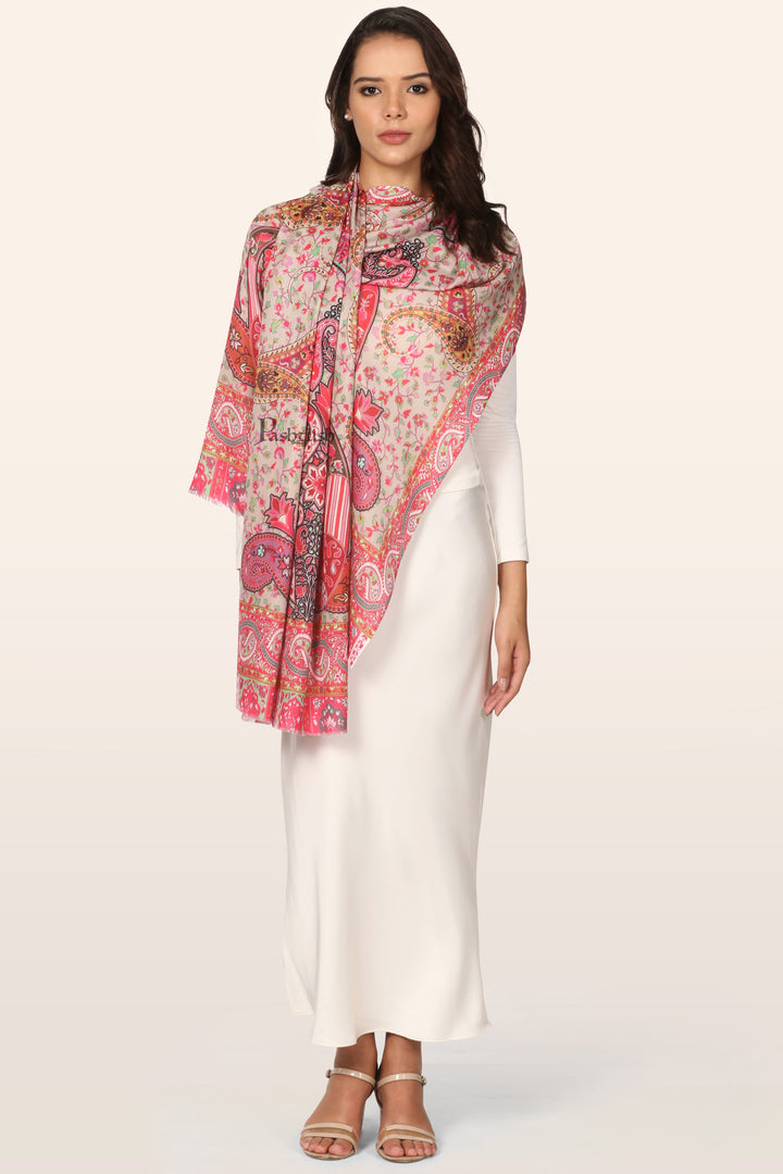 Pashtush Womens Bamboo Stole, Paisley Weave Design, Multicolour