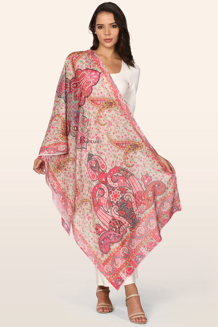 Pashtush Womens Bamboo Stole, Paisley Weave Design, Multicolour