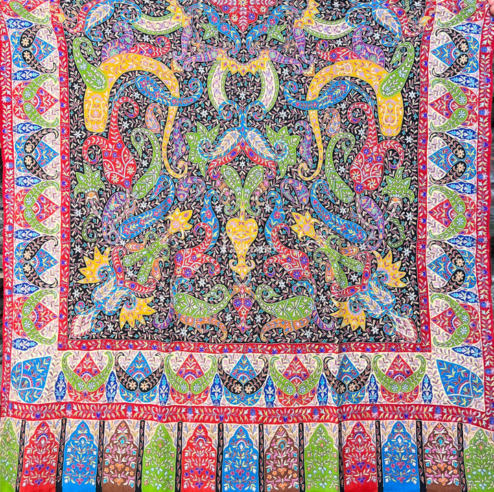 Pashtush Womens Pashmina Shawl, Handmade Kalamkari, Multicoloured