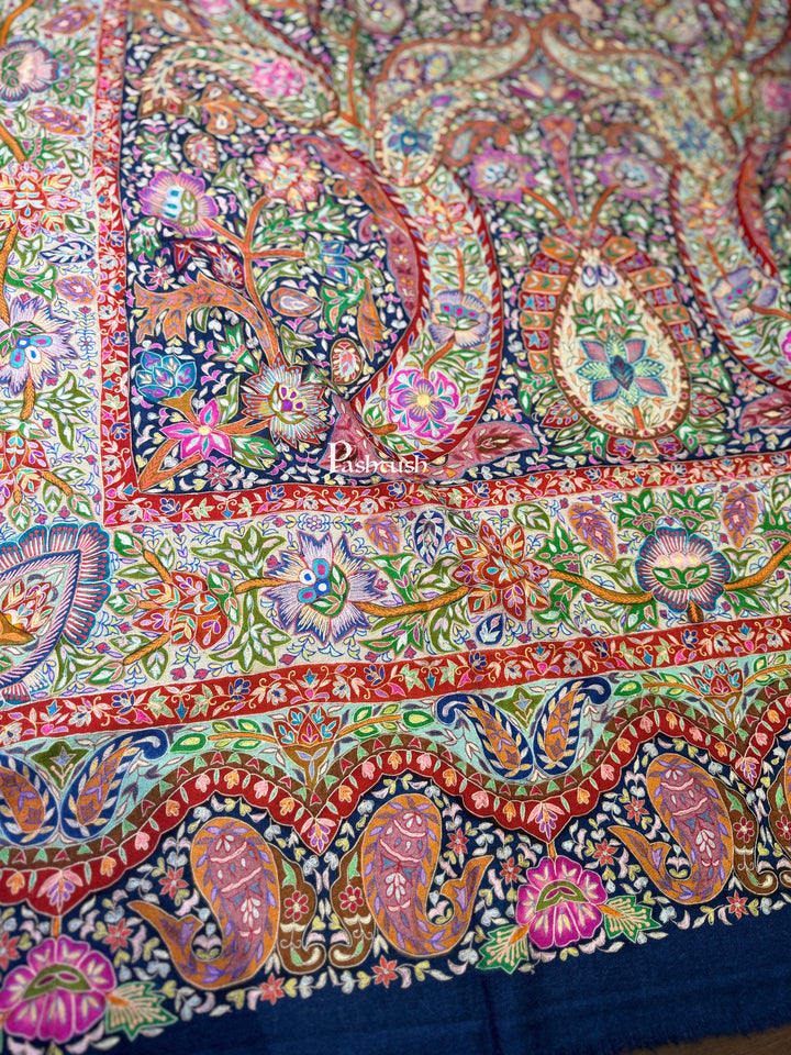 Pashtush Womens Pashmina Shawl, Multicoloured Kalamkari, Hand Painted, Woven, Embroidered with Ombre