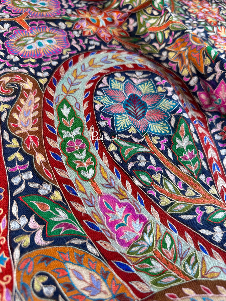 Pashtush Womens Pashmina Shawl, Multicoloured Kalamkari, Hand Painted, Woven, Embroidered with Ombre