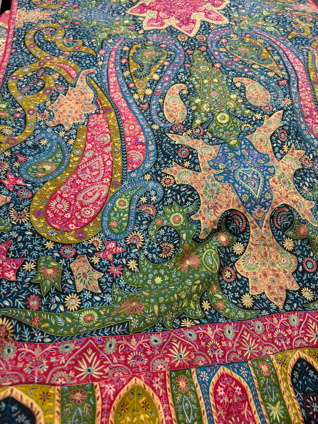 Pashtush Womens Pashmina Kalamkari Shawl, Hand Painted And Embroidered Kalamkari, Hand Woven