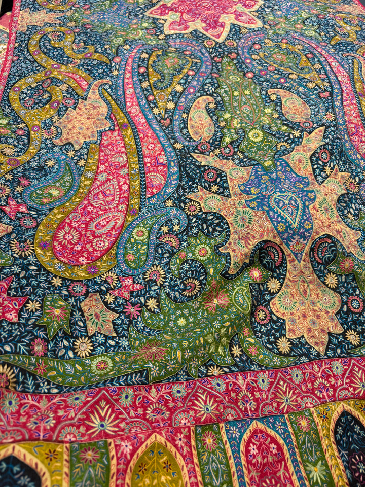 Pashtush Womens Pashmina Kalamkari Shawl, Hand Painted And Embroidered Kalamkari, Hand Woven