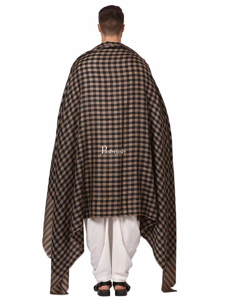 Pashtush India Gift Pack Pashtush His And Her Set Of Mens Fine Wool Shawl and Womens Reversible Stole, Premium Gift Box Packaging, Black and Brown