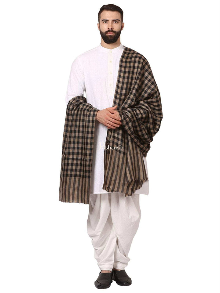 Pashtush India Gift Pack Pashtush His And Her Set Of Mens Fine Wool Shawl and Womens Reversible Stole, Premium Gift Box Packaging, Black and Brown