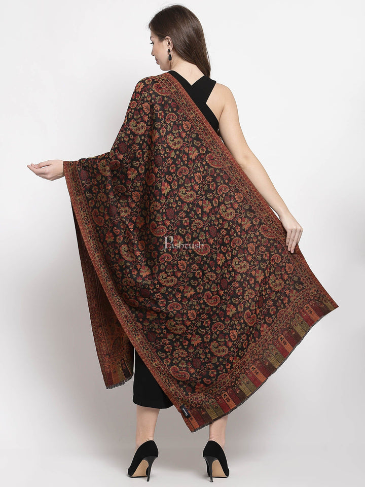 Pashtush India Gift Pack Pashtush His And Her Set Of Mens Fine Wool Shawl and Womens Reversible Stole, Premium Gift Box Packaging, Black and Brown