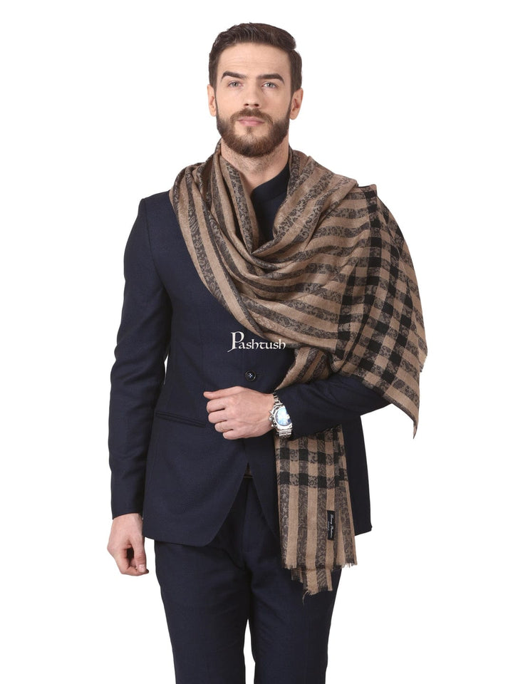 Pashtush India Gift Pack Pashtush His And Her Set Of Mens Fine Wool Stole and Womens Bamboo Stole, Premium Gift Box Packaging, Black and Multicolour