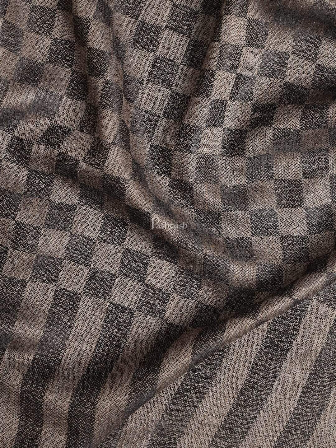 Pashtush India 114x228 Pashtush Mens Extra Fine Wool Shawl, Soft and Warm, Black, Chess Checks ( Large Wrap Size )