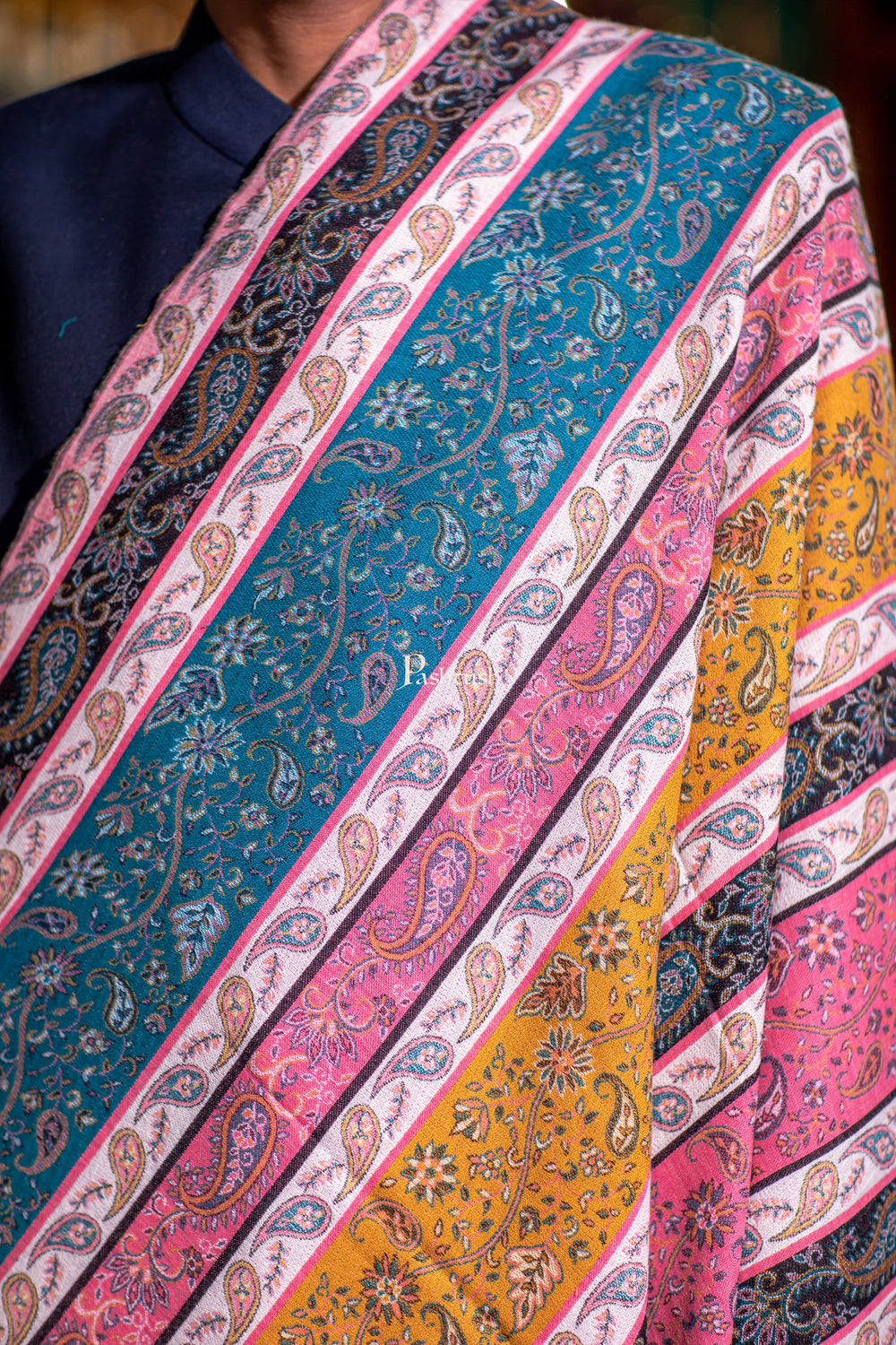 Pashtush India Mens Scarves Stoles and Mufflers Pashtush Mens Faux Pashmina Stole, Multi Stripe Design, Multicolour