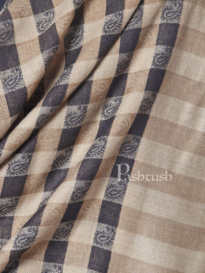 Pashtush India 70x200 Pashtush Mens Fine Wool Checkered Stole, Black and Beige