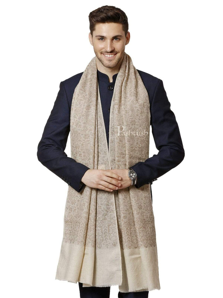 Pashtush India 70x200 Pashtush Mens Fine Wool Ethnic Weave stole