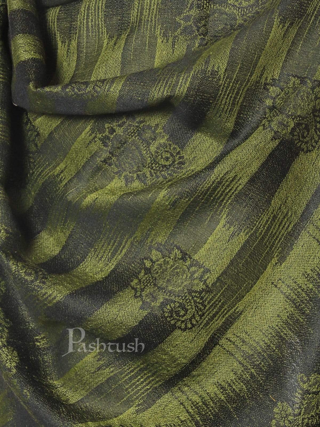 Pashtush India 70x200 Pashtush Mens Fine Wool Ikkat Design, Stole, Emerald Green