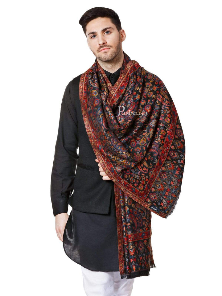 Pashtush India 70x200 Pashtush Mens Kaani Stole, Faux Pashmina, Navy Blue