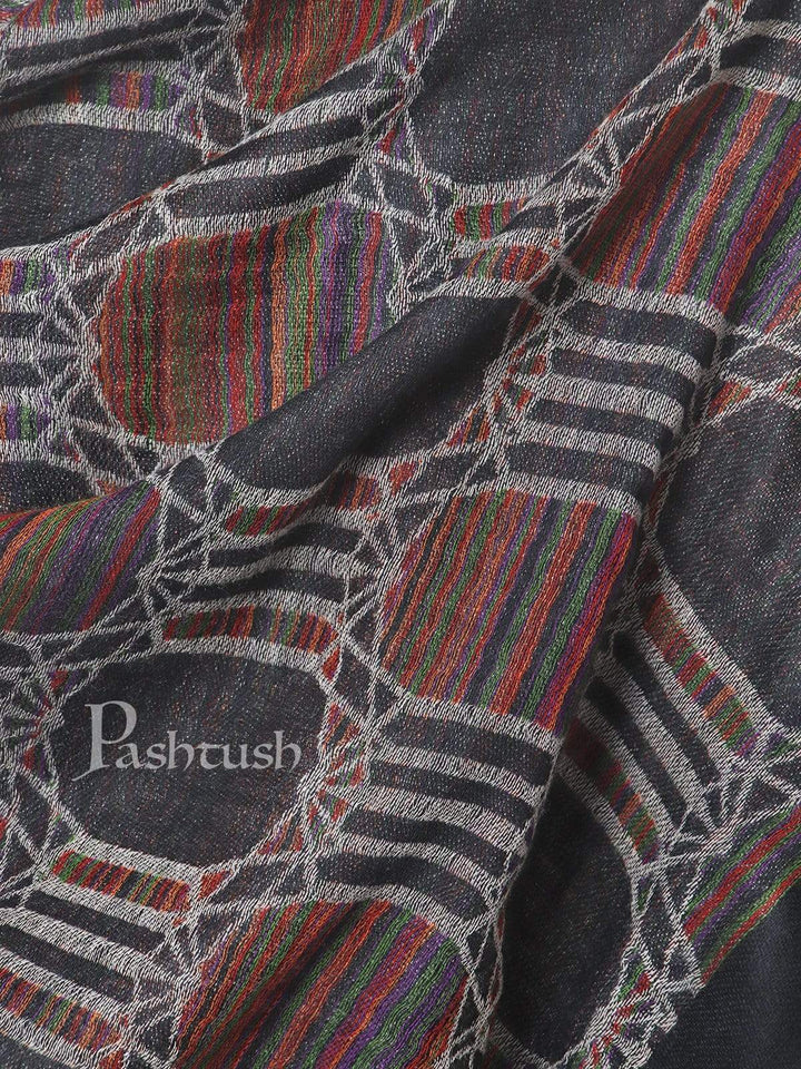 Pashtush India 70x200 Pashtush Mens Pure Wool, Honeycomb Weave Stole, With Woolmark Certificate