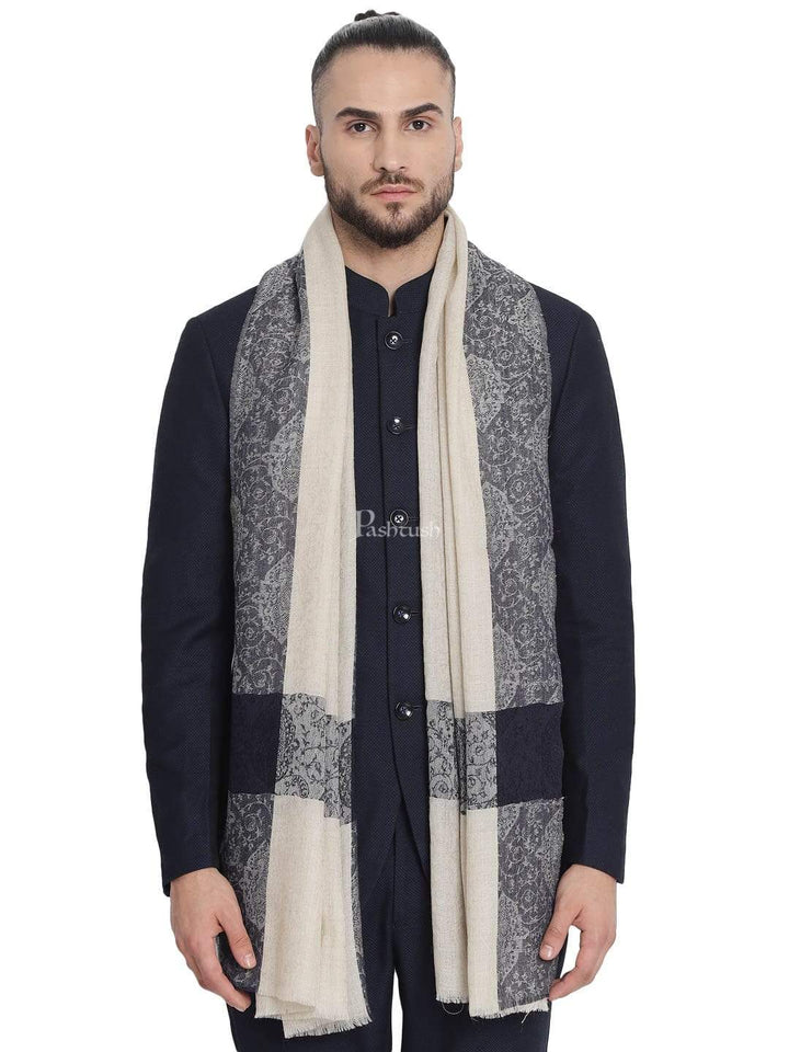 Pashtush India 70x200 Pashtush Mens Reversible Stole, with Paiseley weave