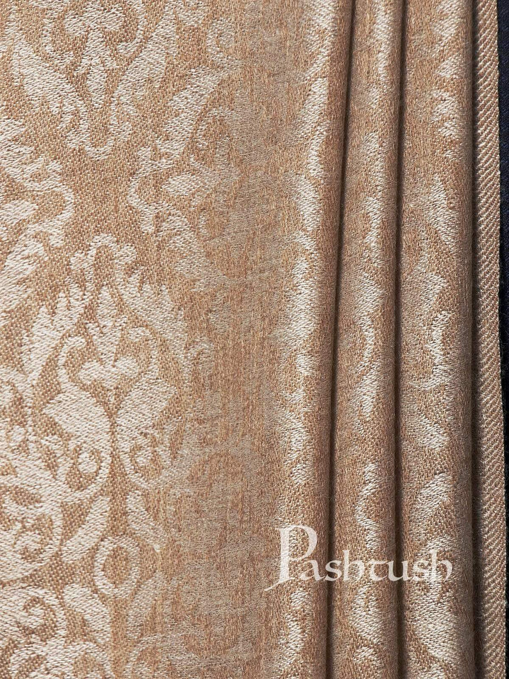 Pashtush India 114x228 Pashtush Mens Shawl, With Woven Jacquard Weave, Neutral Beige