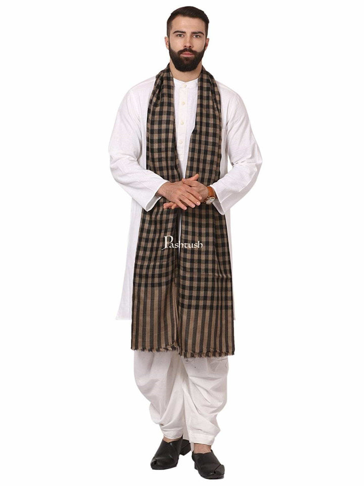 Pashtush India Gift Pack Pashtush Mens Woven Check Shawl  Light Weight - Fine Wool