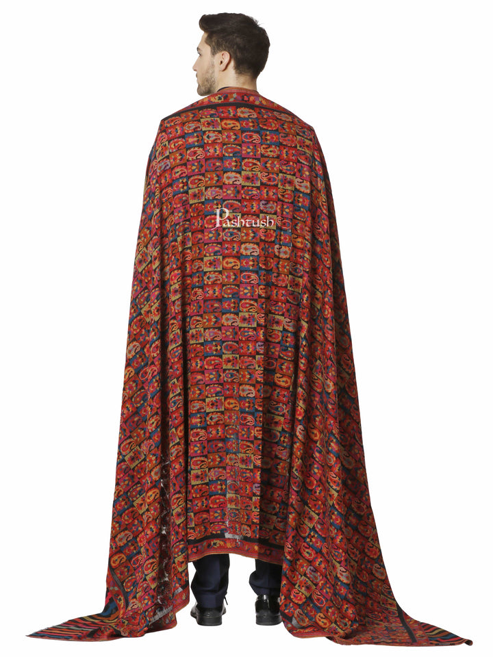 Pashtush India 127x254 Pashtush Mens Woven Kaani Shawl, Mens Lohi , Full Size, Fine Soft Wool