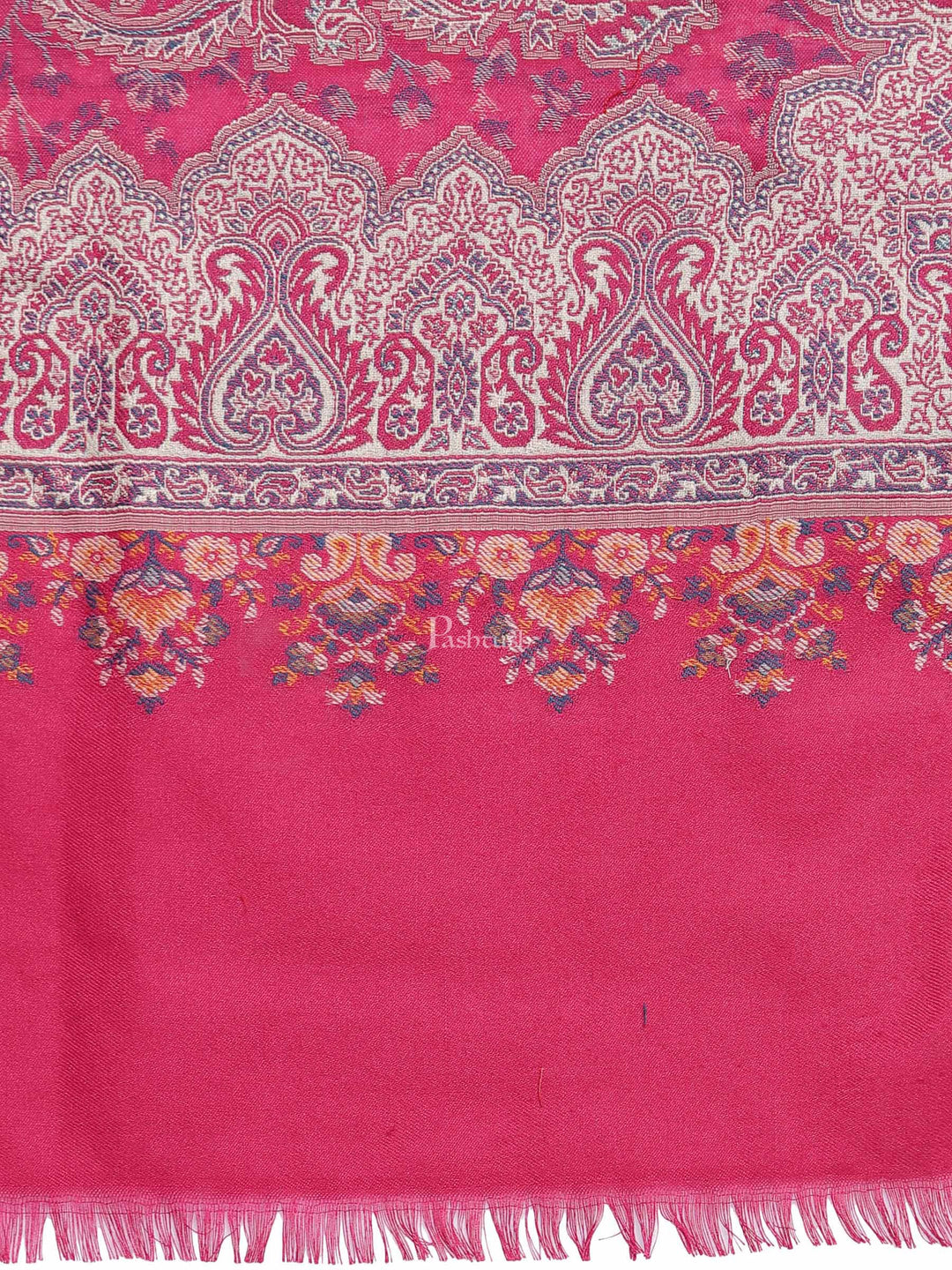 Pashtush India Womens Shawls Pashtush Women Faux Pashmina, Woven Design Jamawar Shawl, Pink