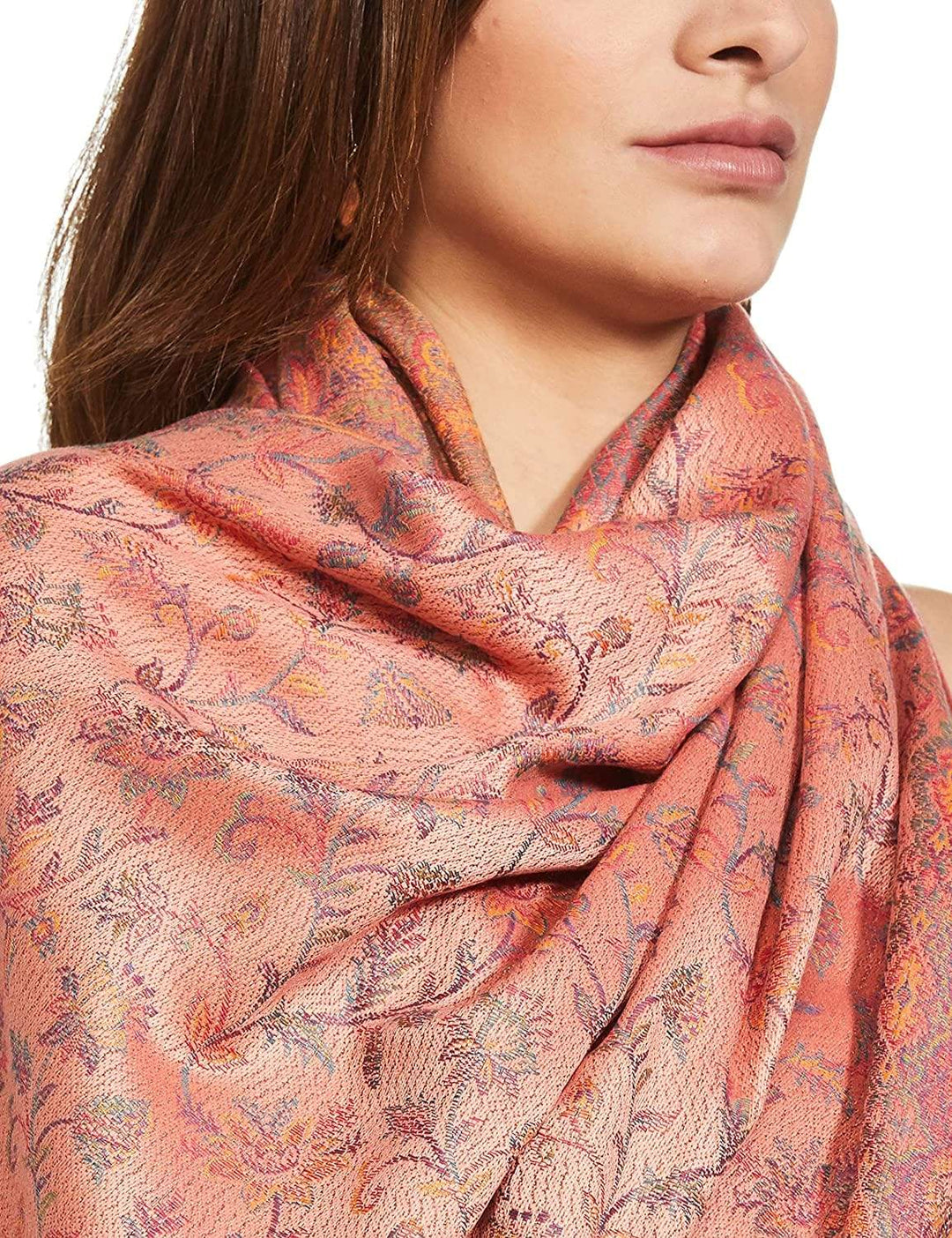 Pashtush India 100x200 Pashtush Women's Kashmiri Jamawar Shawl, Peach