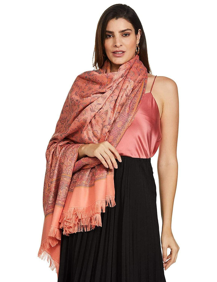 Pashtush India 100x200 Pashtush Women's Kashmiri Jamawar Shawl, Peach