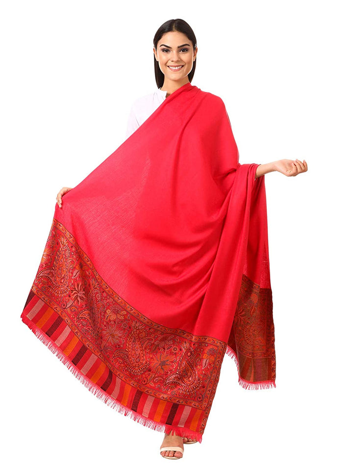 Pashtush Women'S Shawl, Jacquard Palla, Faux Pashmina Design (Red)