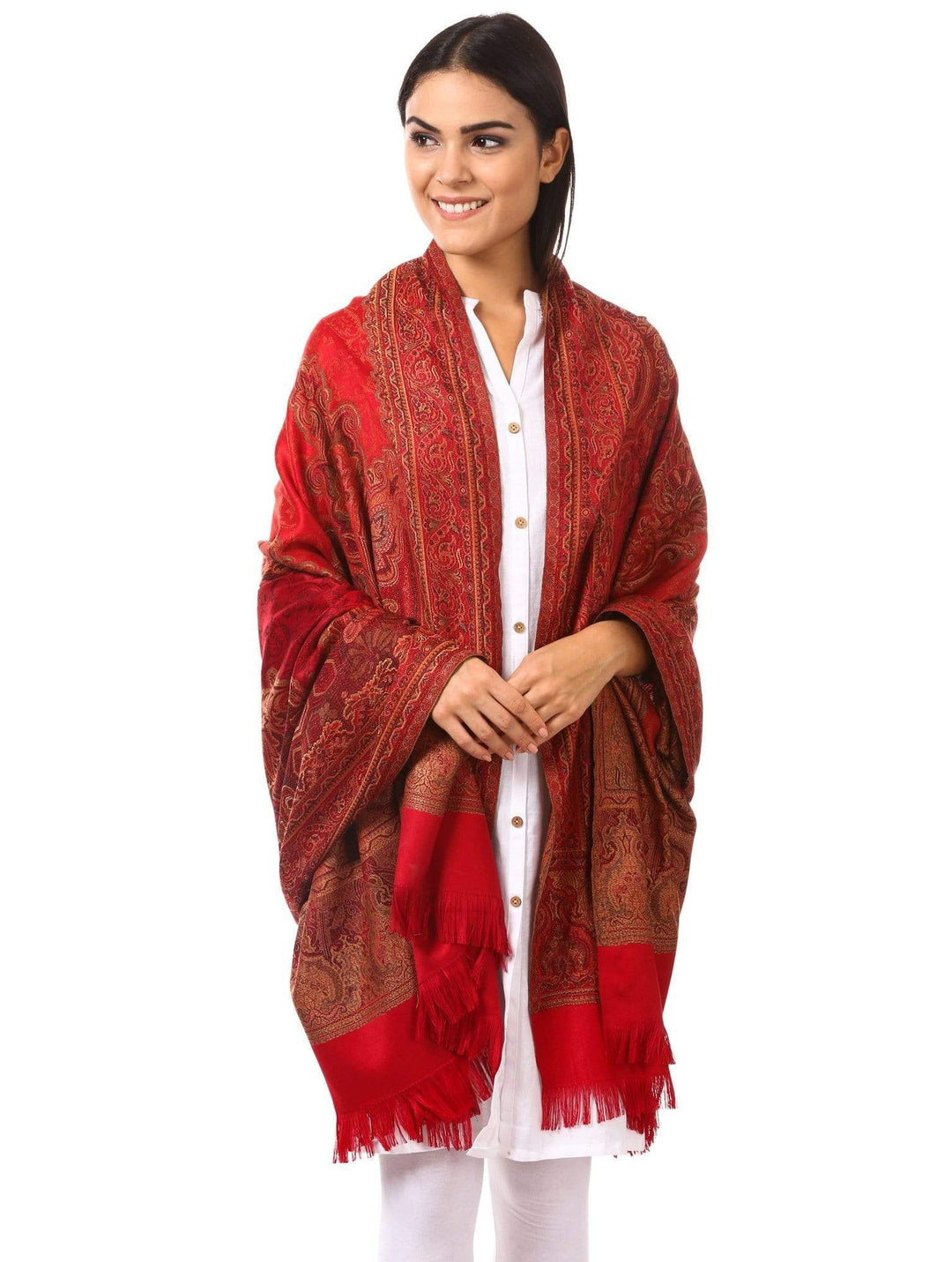 Pashtush India 100x200 Pashtush Women's Kashmiri soft, Faux Pashmina Shawl Maroon