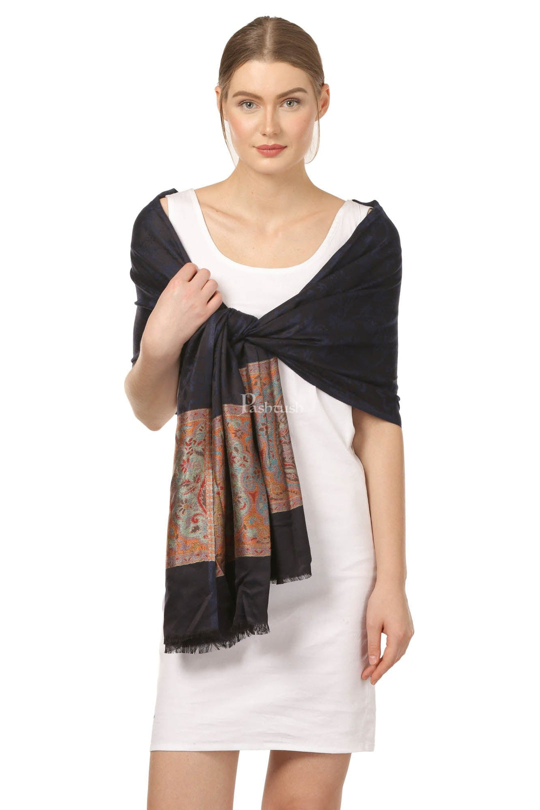 Pashtush India Womens Stoles and Scarves Scarf Pashtush Women'S Silky  Reversible Scarf, Stole, Black