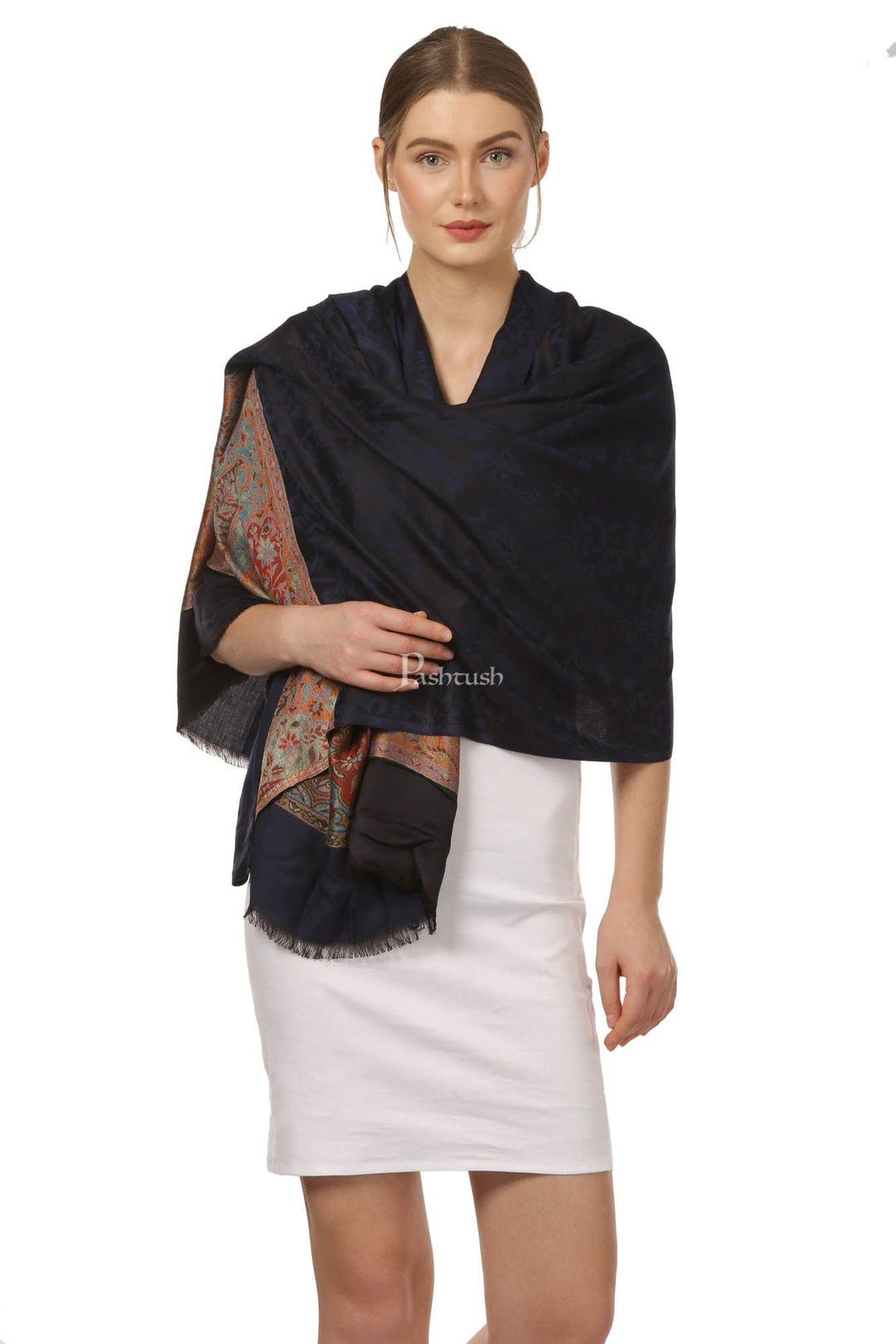 Pashtush India Womens Stoles and Scarves Scarf Pashtush Women'S Silky  Reversible Scarf, Stole, Black