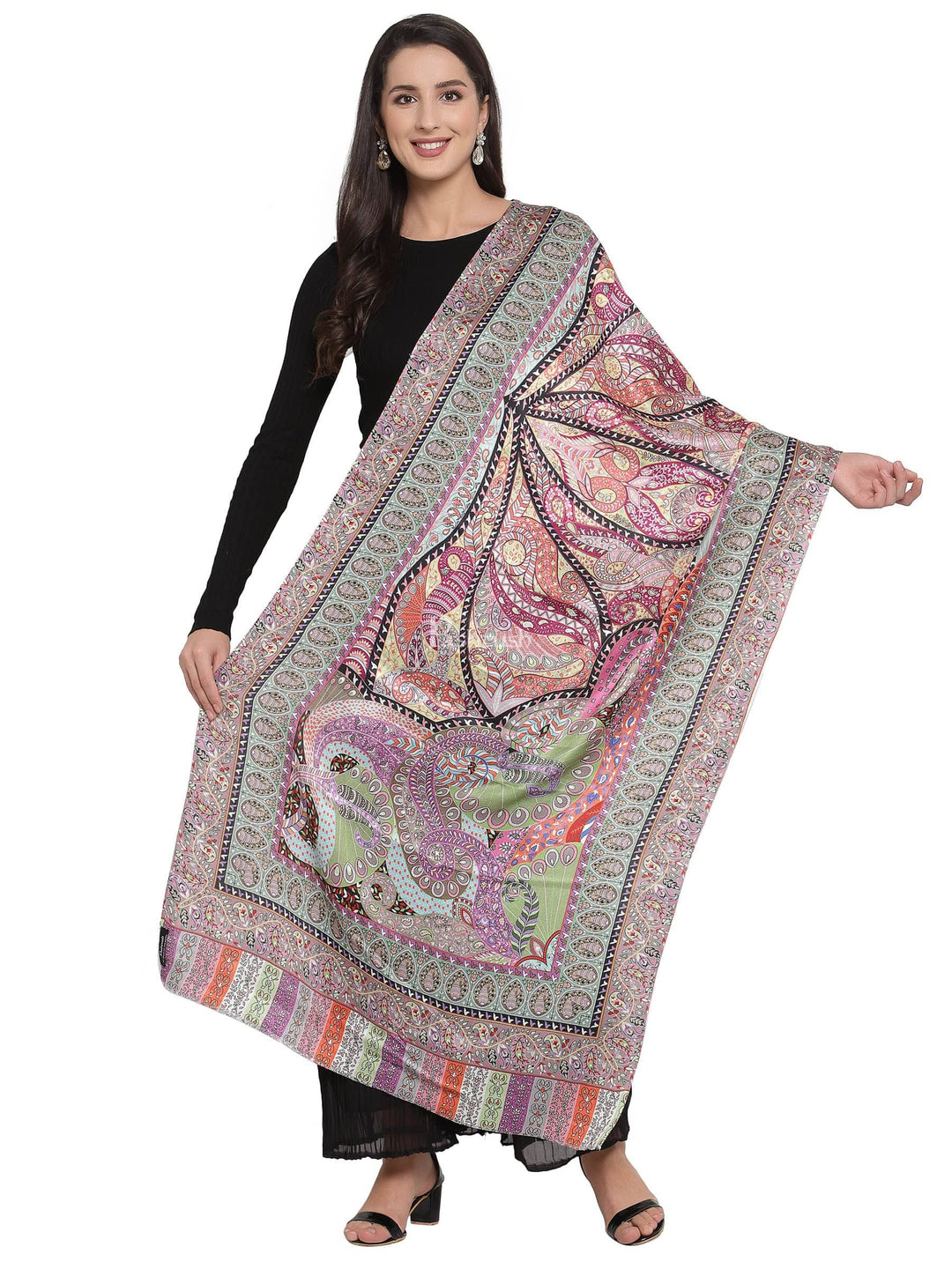 Pashtush India Womens Stoles and Scarves Scarf Pashtush Women'S Soft Bamboo Scarf, Stoles, Wraps (Soft Bamboo) - Paisley Garden