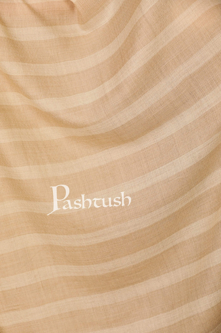 Pashtush India Stole Pashtush Women's Soft Fine Wool Scarf, Striped Nude Beige