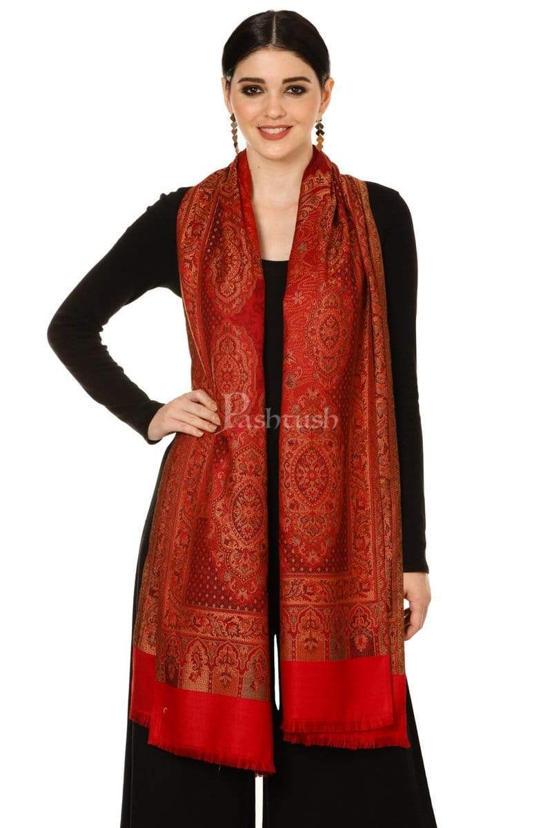 Pashtush India 70x200 Pashtush Womens Bamboo Jacquard Scarf, Reversible