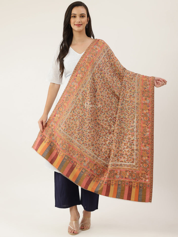 Pashtush India Womens Shawls Pashtush womens bamboo shawl Woven Ethnic Design, Beige