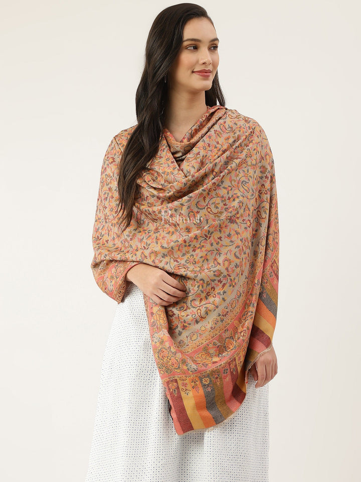 Pashtush India Womens Shawls Pashtush womens bamboo shawl Woven Ethnic Design, Beige