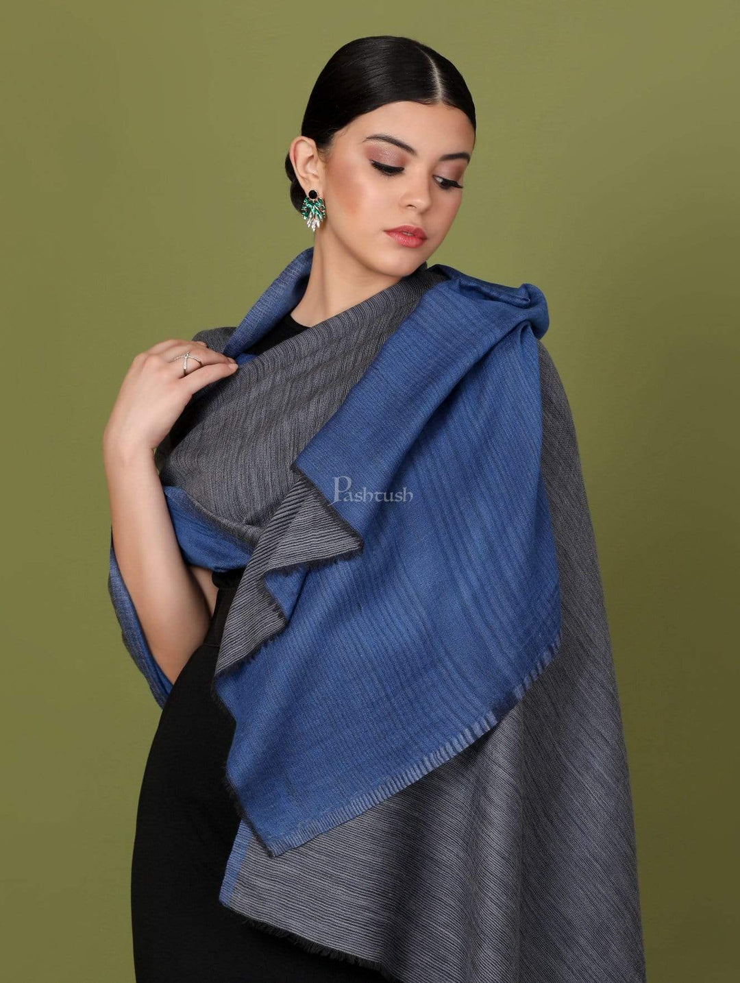 Pashtush Store Stole Pashtush Womens Cashmere Wool Scarf, Reversible Weave, Twin Coloured Scarf