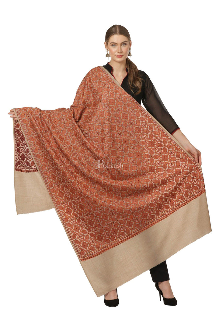 Pashtush India Womens Shawls Pashtush Womens Embroidery Shawl, Fineembroidery, Intricate Needlework