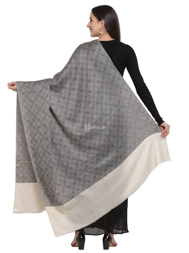 Pashtush India Womens Shawls Pashtush Womens Extra Fine Wool Shawl, Jacquard, Soft, Warm And Ultra Light Weight