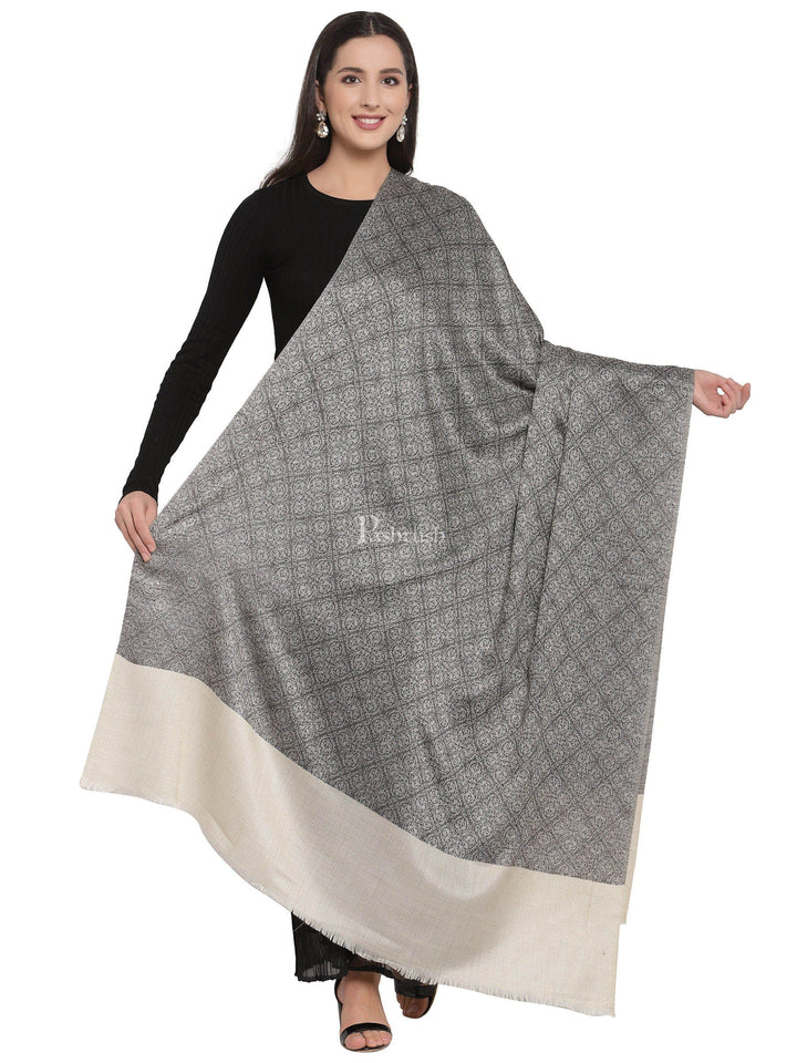 Pashtush India Womens Shawls Pashtush Womens Extra Fine Wool Shawl, Jacquard, Soft, Warm And Ultra Light Weight