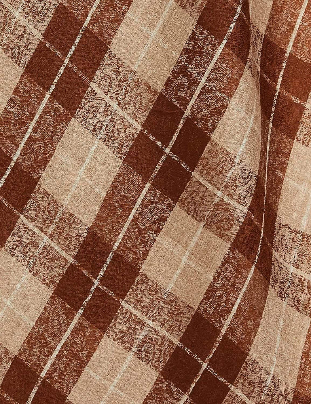 Pashtush India 114x228 Pashtush Womens Extra Fine Wool Shawl, Soft and Warm, Choco Checks, ( Large Wrap Size )