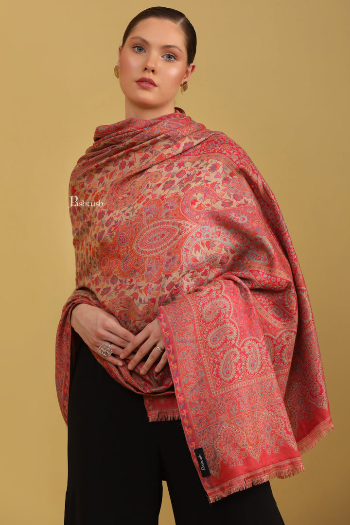 Pashtush India Womens Shawls Pashtush Womens Faux Pashmina Shawl, Ethnic Pasiley Weave Design, Multicolour