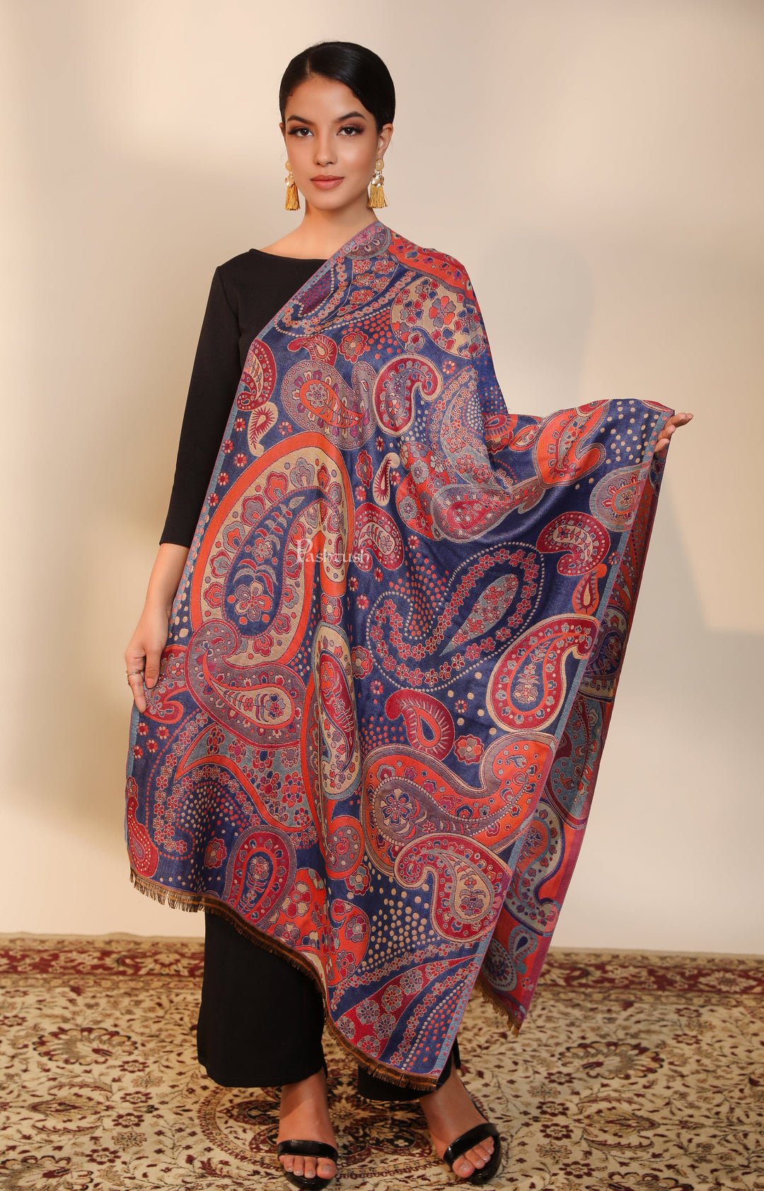 Pashtush India Womens Stoles and Scarves Scarf Pashtush womens Faux Pashmina stole, paisley weave design, Multicolour