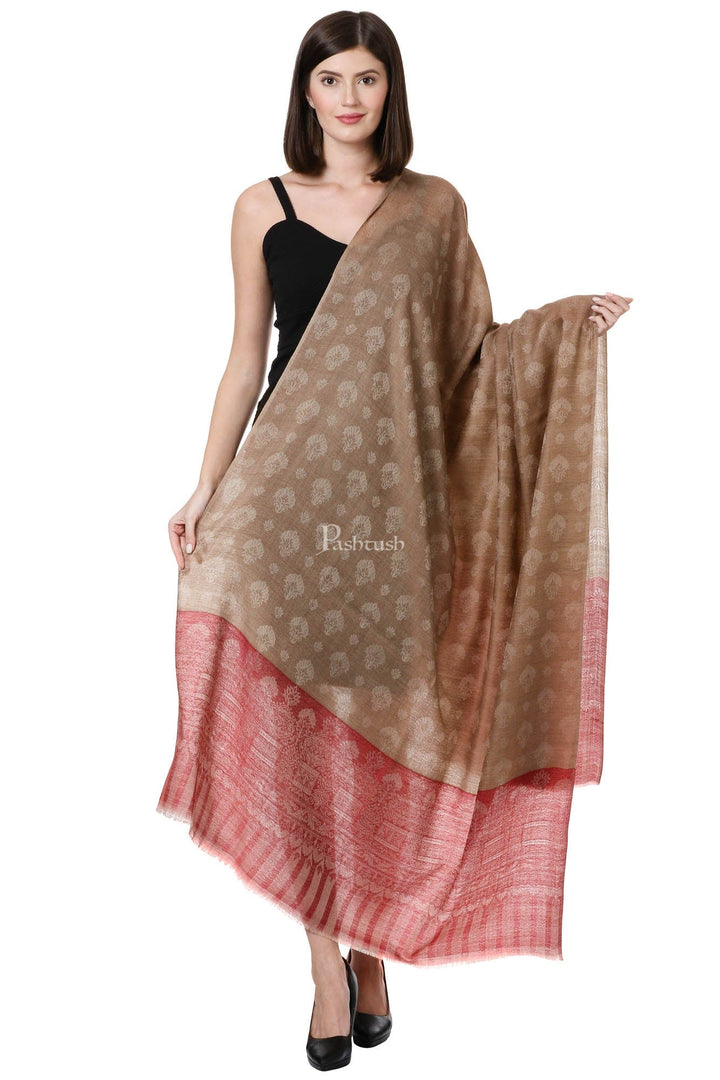 Pashtush India Womens Shawls Pashtush Womens Fine Wool Shawl, Almond