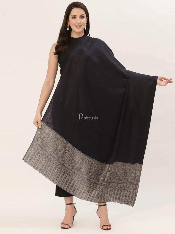 Pashtush India Womens Shawls Pashtush Womens Fine Wool Shawl, Black