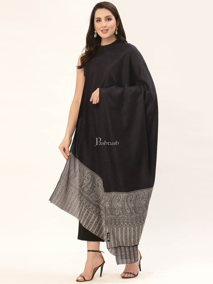 Pashtush India Womens Shawls Pashtush Womens Fine Wool Shawl, Black