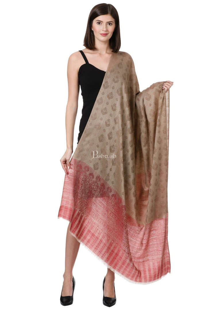 Pashtush India Womens Shawls Pashtush Womens Fine Wool Shawl, Hazelnut